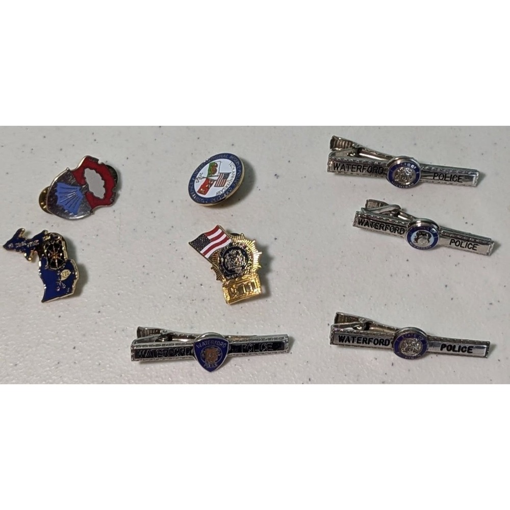 Police Tie Clips Lapel Pins Lot of 7